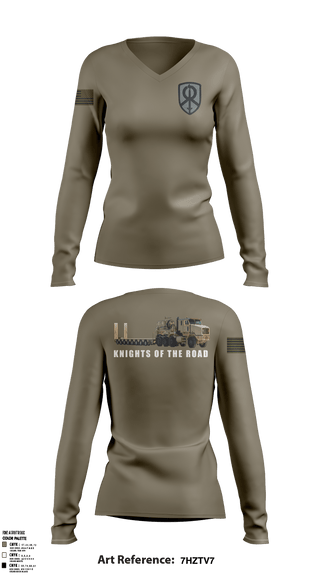 Womens Long Sleeve Vneck Shirt, 129th Heavy Transport Company129 TC CO, Army, Teamtime, Team time, sublimation, custom sports apparel, team uniforms, spirit wear, spiritwear, sports uniforms, custom shirts, team store, custom team store, fundraiser sports, apparel fundraiser