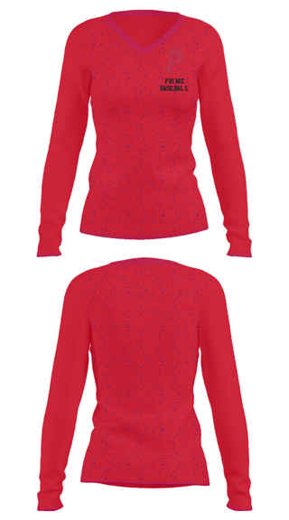 Women's Long Sleeve Vneck Shirt, Prime Baseball, Baseball, Teamtime, Team time, sublimation, custom sports apparel, team uniforms, spirit wear, spiritwear, sports uniforms, custom shirts, team store, custom team store, fundraiser sports, apparel fundraiser