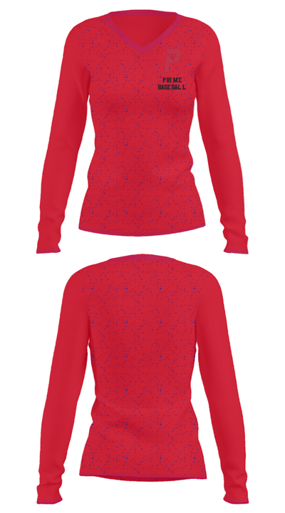 Prime Baseball 2428515 Women's Long Sleeve V-neck Shirt - 32