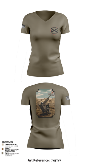 Womens Short Sleeve Vneck Shirt, C-BTRY FDC, Army, Teamtime, Team time, sublimation, custom sports apparel, team uniforms, spirit wear, spiritwear, sports uniforms, custom shirts, team store, custom team store, fundraiser sports, apparel fundraiser