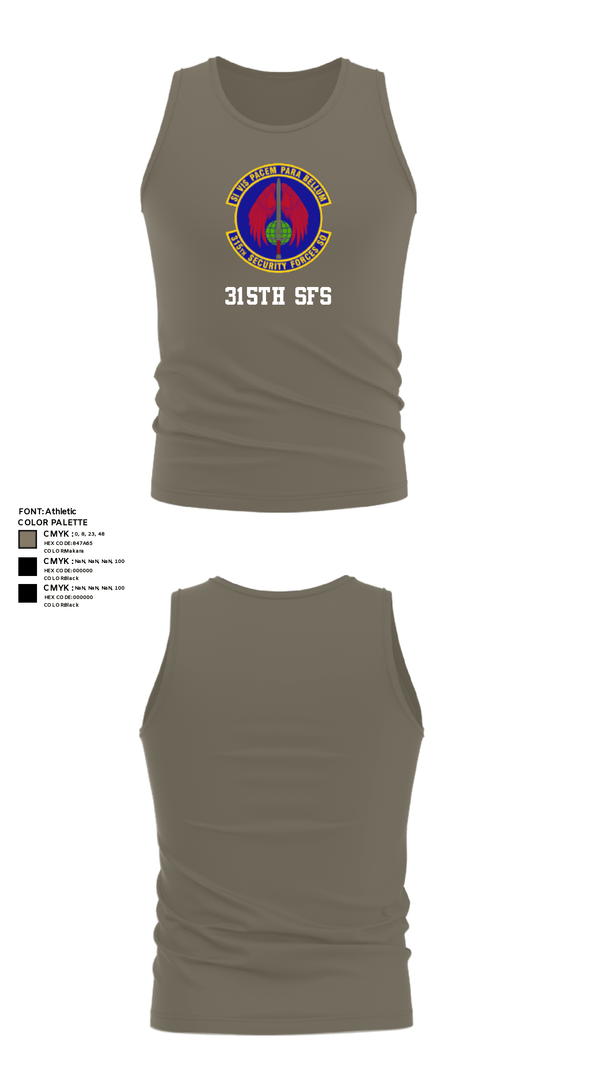 Tank Top, 315th SFS, Air Force, Teamtime, Team time, sublimation, custom sports apparel, team uniforms, spirit wear, spiritwear, sports uniforms, custom shirts, team store, custom team store, fundraiser sports, apparel fundraiser