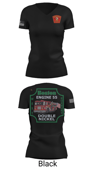 Womens Short Sleeve Vneck Shirt, Boston Fire Department Engine 55, , Teamtime, Team time, sublimation, custom sports apparel, team uniforms, spirit wear, spiritwear, sports uniforms, custom shirts, team store, custom team store, fundraiser sports, apparel fundraiser