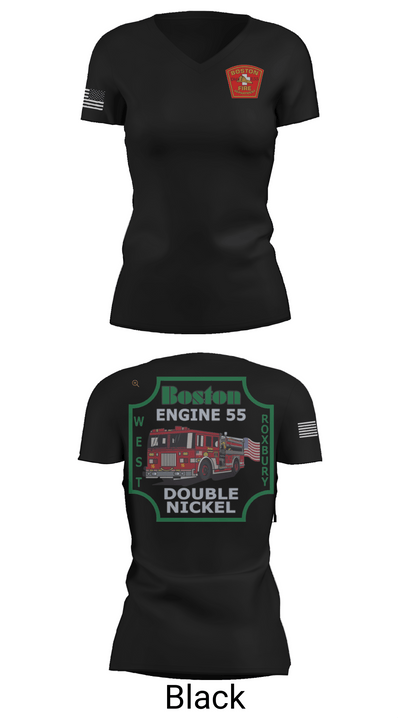 Boston Fire Department Engine 55 92329378 Women's Short Sleeve V-neck Shirt - 28