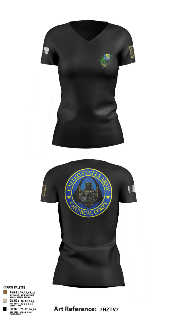 Womens Short Sleeve Vneck Shirt, 411TH411TH CBRN COMPANY, Army, Teamtime, Team time, sublimation, custom sports apparel, team uniforms, spirit wear, spiritwear, sports uniforms, custom shirts, team store, custom team store, fundraiser sports, apparel fundraiser