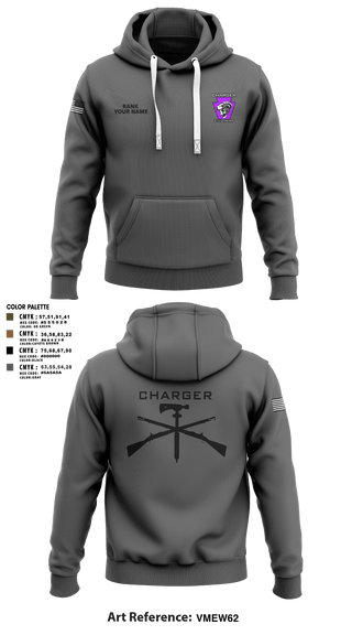 Hoodie, Charger Co. / 2-112th Infantry Battalion, National Guard, Teamtime, Team time, sublimation, custom sports apparel, team uniforms, spirit wear, spiritwear, sports uniforms, custom shirts, team store, custom team store, fundraiser sports, apparel fundraiser