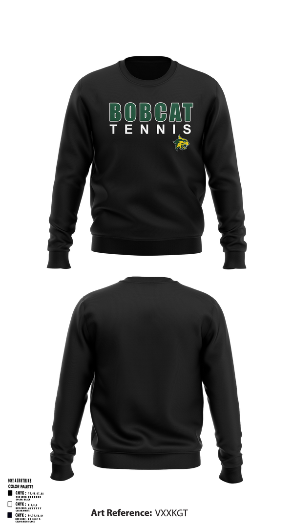 Crew Neck Sweatshirt, Bobcat Tennis, Tennis, Teamtime, Team time, sublimation, custom sports apparel, team uniforms, spirit wear, spiritwear, sports uniforms, custom shirts, team store, custom team store, fundraiser sports, apparel fundraiser