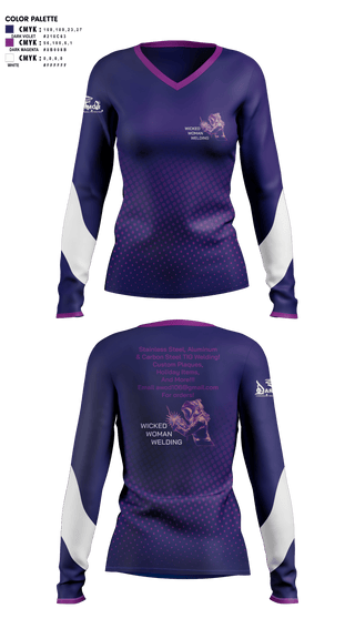 Womens Long Sleeve Vneck Shirt 1, Wicked Woman Welding, , Teamtime, Team time, sublimation, custom sports apparel, team uniforms, spirit wear, spiritwear, sports uniforms, custom shirts, team store, custom team store, fundraiser sports, apparel fundraiser