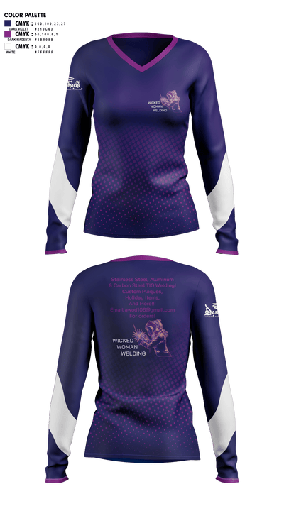 Wicked Woman Welding 23179409 Women's Long Sleeve V-neck Shirt -1 1