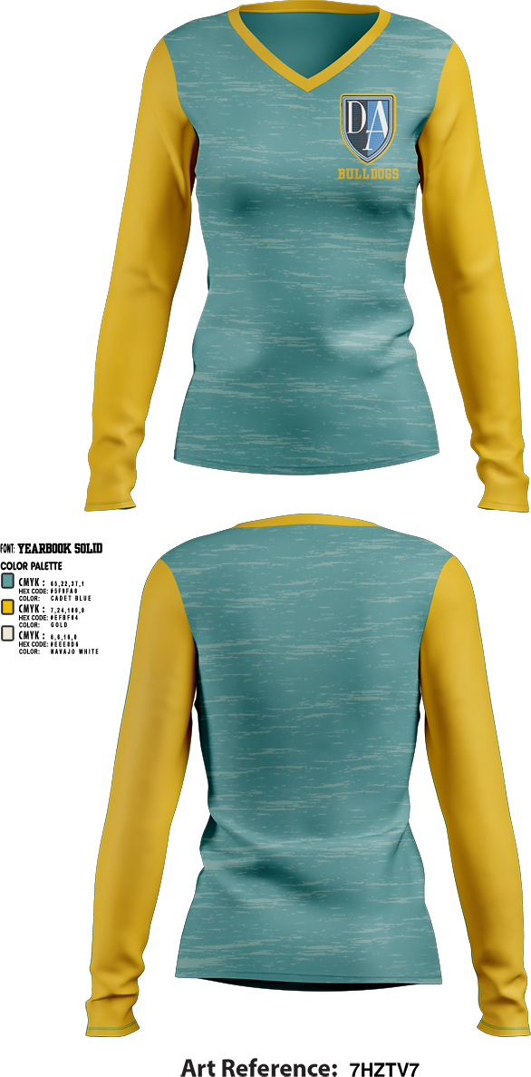 Womens Long Sleeve Vneck Shirt, Bulldogs, , Teamtime, Team time, sublimation, custom sports apparel, team uniforms, spirit wear, spiritwear, sports uniforms, custom shirts, team store, custom team store, fundraiser sports, apparel fundraiser