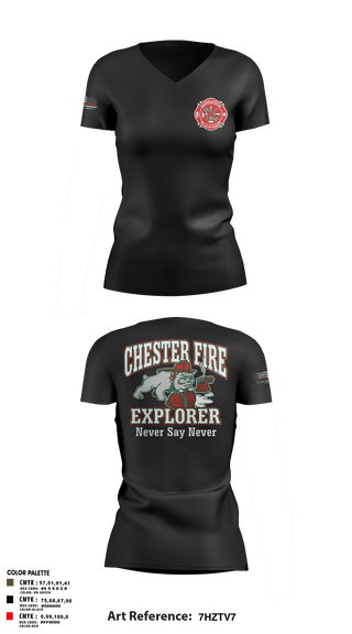 Womens Short Sleeve Vneck Shirt, Chester fire explorers, Fire Department, Teamtime, Team time, sublimation, custom sports apparel, team uniforms, spirit wear, spiritwear, sports uniforms, custom shirts, team store, custom team store, fundraiser sports, apparel fundraiser