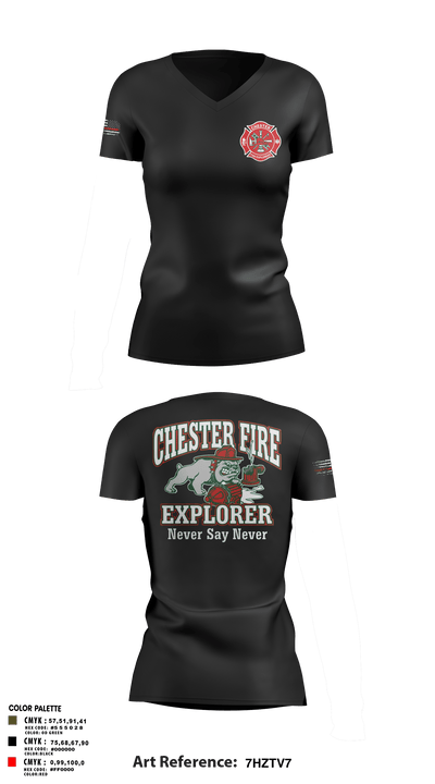 Chester fire explorers 87752590 Women's Short Sleeve V-neck Shirt - 8