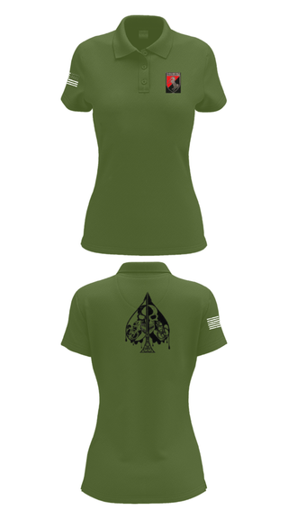 Womens Short Sleeve Performance Polo, Dealer Company, 1/11 ACR, Army, Teamtime, Team time, sublimation, custom sports apparel, team uniforms, spirit wear, spiritwear, sports uniforms, custom shirts, team store, custom team store, fundraiser sports, apparel fundraiser