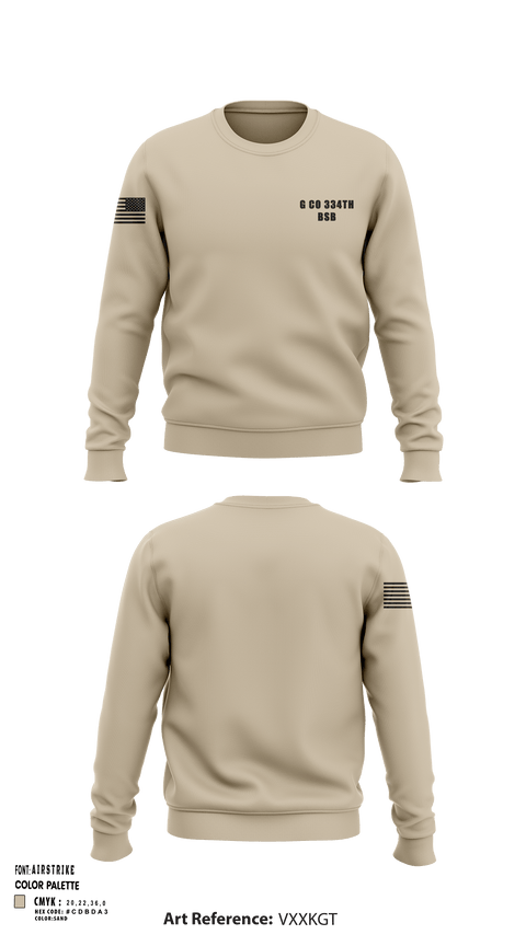 Crew Neck Sweatshirt, G Co 334th BSB, National Guard, Teamtime, Team time, sublimation, custom sports apparel, team uniforms, spirit wear, spiritwear, sports uniforms, custom shirts, team store, custom team store, fundraiser sports, apparel fundraiser