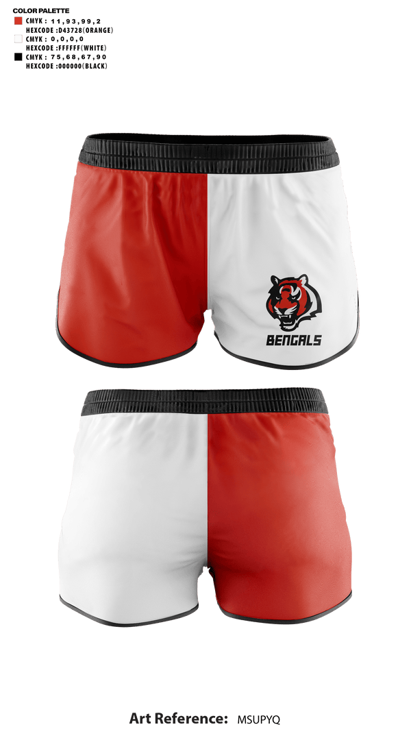 Womens Shorts, Bengals, , Teamtime, Team time, sublimation, custom sports apparel, team uniforms, spirit wear, spiritwear, sports uniforms, custom shirts, team store, custom team store, fundraiser sports, apparel fundraiser