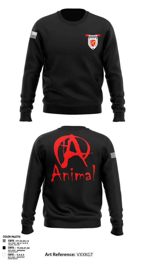 Crew Neck Sweatshirt, 1/7 animal, Marines, Teamtime, Team time, sublimation, custom sports apparel, team uniforms, spirit wear, spiritwear, sports uniforms, custom shirts, team store, custom team store, fundraiser sports, apparel fundraiser