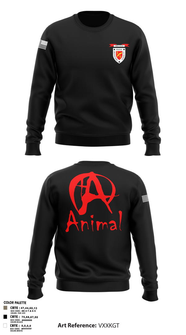 Crew Neck Sweatshirt, 1/7 animal, Marines, Teamtime, Team time, sublimation, custom sports apparel, team uniforms, spirit wear, spiritwear, sports uniforms, custom shirts, team store, custom team store, fundraiser sports, apparel fundraiser