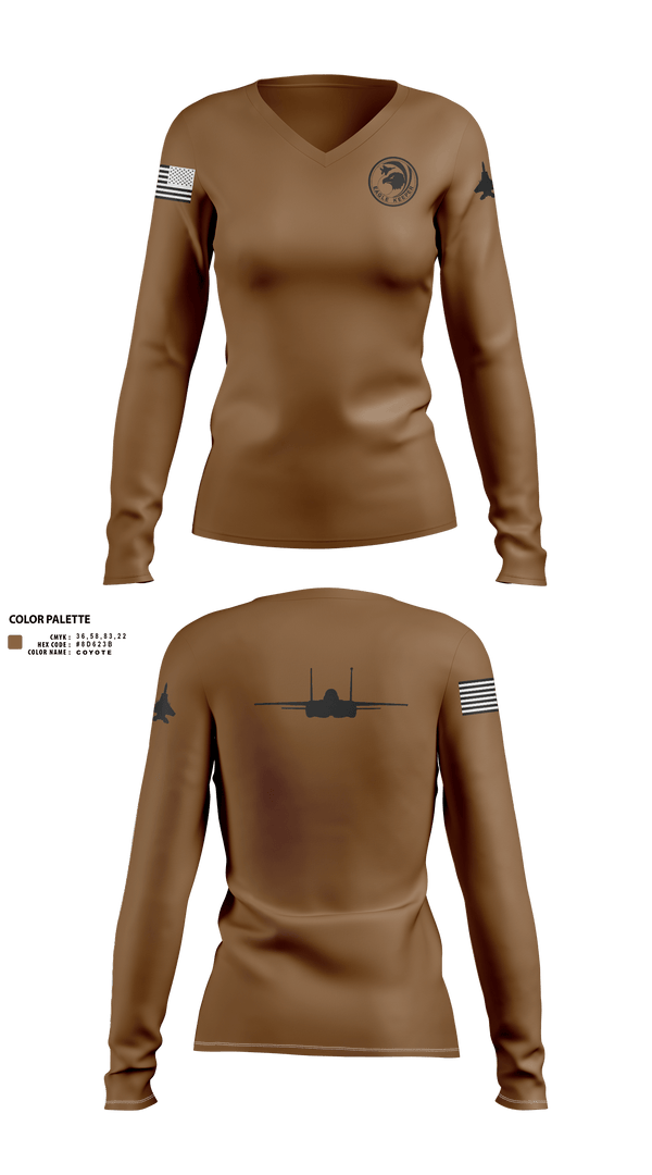 Womens Long Sleeve Vneck Shirt, Strike Eagle Keeper, Air Force, Teamtime, Team time, sublimation, custom sports apparel, team uniforms, spirit wear, spiritwear, sports uniforms, custom shirts, team store, custom team store, fundraiser sports, apparel fundraiser