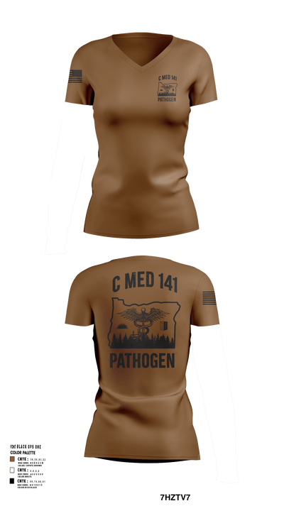 C MED 141 64606356 Women's Short Sleeve V-neck Shirt - 121