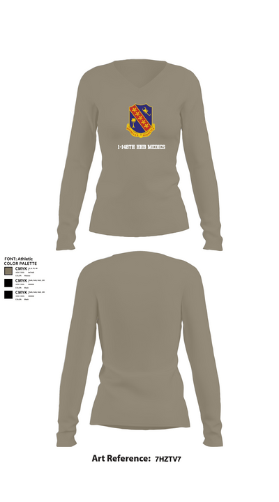 1-148th HHB Medics 16650436 Women's Long Sleeve V-neck Shirt - 59