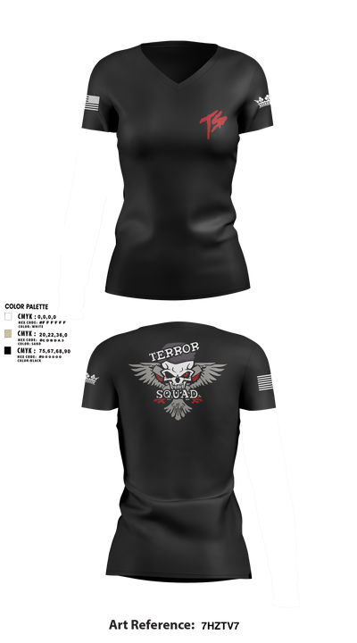 Terro Squad 89875983 Women's Short Sleeve V-neck Shirt - 3
