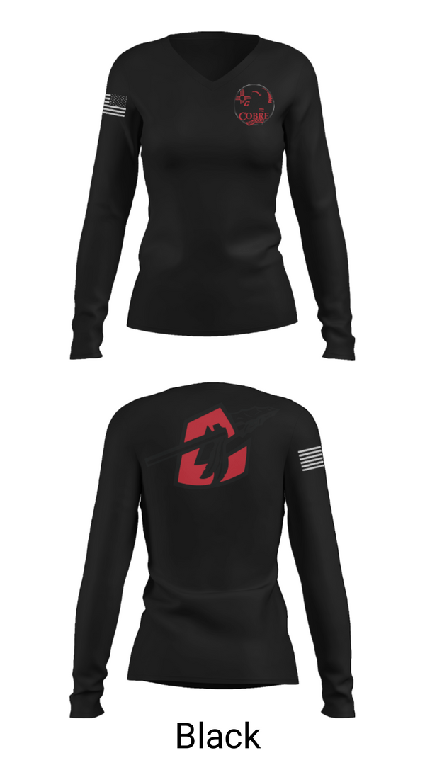 Womens Long Sleeve Vneck Shirt, Cobre High School Cheer, Cheer, Teamtime, Team time, sublimation, custom sports apparel, team uniforms, spirit wear, spiritwear, sports uniforms, custom shirts, team store, custom team store, fundraiser sports, apparel fundraiser