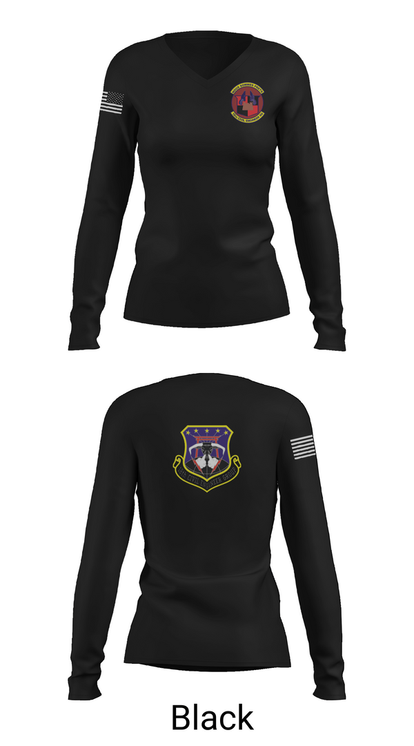 Womens Long Sleeve Vneck Shirt, 18th Civil Engineer Sq, Air Force, Teamtime, Team time, sublimation, custom sports apparel, team uniforms, spirit wear, spiritwear, sports uniforms, custom shirts, team store, custom team store, fundraiser sports, apparel fundraiser