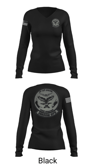 Women's Long Sleeve Vneck Shirt, Iron Eagle Shadow Ops, Army, Teamtime, Team time, sublimation, custom sports apparel, team uniforms, spirit wear, spiritwear, sports uniforms, custom shirts, team store, custom team store, fundraiser sports, apparel fundraiser