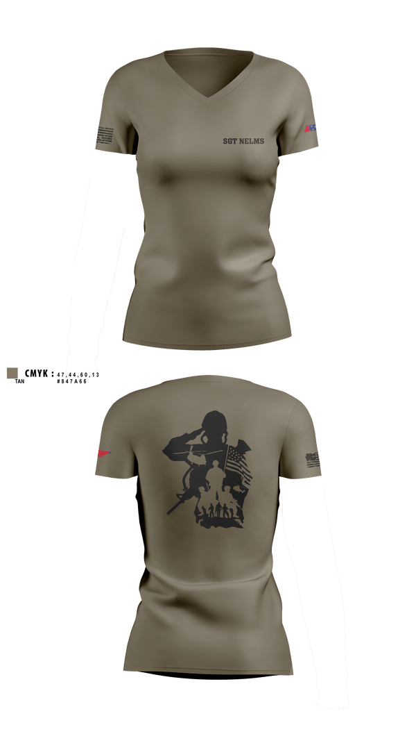 Womens Short Sleeve Vneck Shirt, SGT Nelms, National Guard, Teamtime, Team time, sublimation, custom sports apparel, team uniforms, spirit wear, spiritwear, sports uniforms, custom shirts, team store, custom team store, fundraiser sports, apparel fundraiser