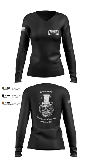 Womens Long Sleeve Vneck Shirt, APSU RANGER CHALLENGE, Army, Teamtime, Team time, sublimation, custom sports apparel, team uniforms, spirit wear, spiritwear, sports uniforms, custom shirts, team store, custom team store, fundraiser sports, apparel fundraiser