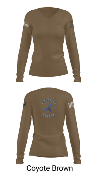 Womens Long Sleeve Vneck Shirt, BLACKOUT LE-MC, , Teamtime, Team time, sublimation, custom sports apparel, team uniforms, spirit wear, spiritwear, sports uniforms, custom shirts, team store, custom team store, fundraiser sports, apparel fundraiser