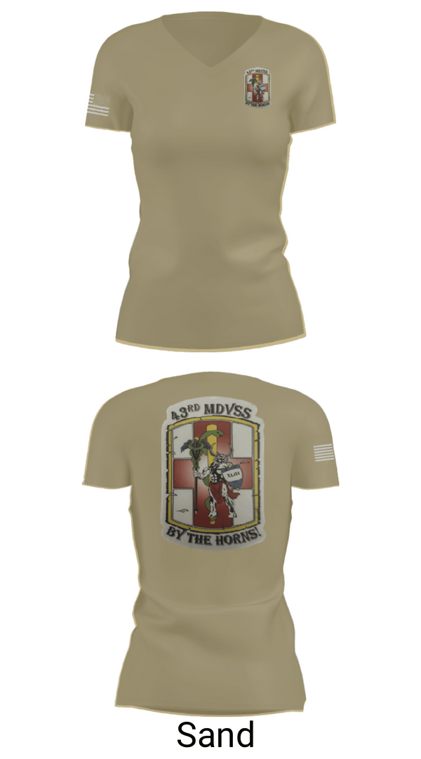 Womens Short Sleeve Vneck Shirt, 43rd Medical Detachment, , Teamtime, Team time, sublimation, custom sports apparel, team uniforms, spirit wear, spiritwear, sports uniforms, custom shirts, team store, custom team store, fundraiser sports, apparel fundraiser
