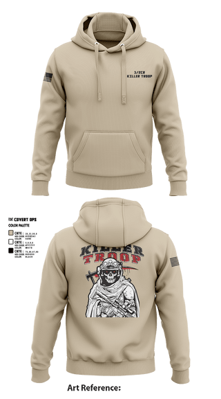Hoodie, 3/2CR Killer Troop, Army, Teamtime, Team time, sublimation, custom sports apparel, team uniforms, spirit wear, spiritwear, sports uniforms, custom shirts, team store, custom team store, fundraiser sports, apparel fundraiser