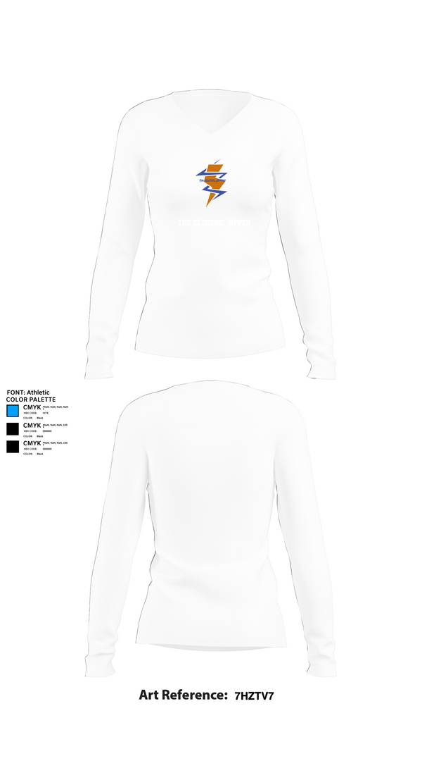 Womens Long Sleeve Vneck Shirt, The Electric Zipper, , Teamtime, Team time, sublimation, custom sports apparel, team uniforms, spirit wear, spiritwear, sports uniforms, custom shirts, team store, custom team store, fundraiser sports, apparel fundraiser