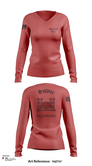 Womens Long Sleeve Vneck Shirt, 811th EN CO, , Teamtime, Team time, sublimation, custom sports apparel, team uniforms, spirit wear, spiritwear, sports uniforms, custom shirts, team store, custom team store, fundraiser sports, apparel fundraiser