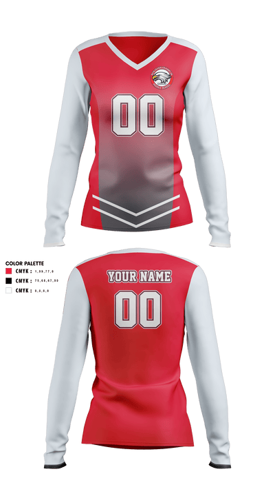Benjamin Franklin Middle School Volleyball 68376339 Women's Long Sleeve V-neck Shirt - 40