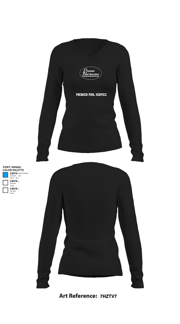 Womens Long Sleeve Vneck Shirt, Premier Pool Service, , Teamtime, Team time, sublimation, custom sports apparel, team uniforms, spirit wear, spiritwear, sports uniforms, custom shirts, team store, custom team store, fundraiser sports, apparel fundraiser