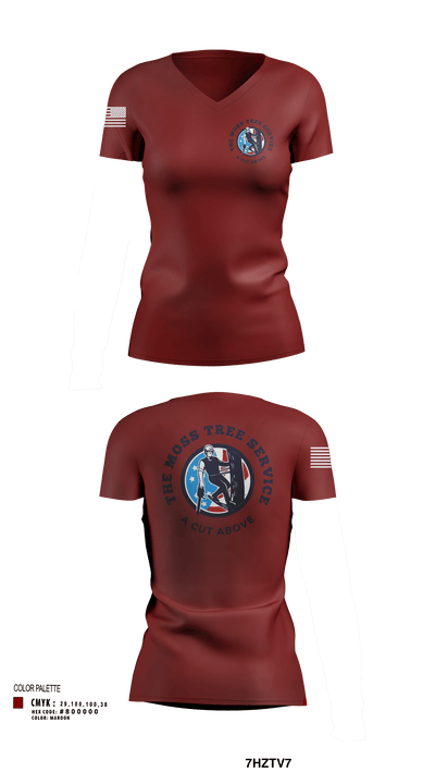 The Moss Tree Service 86074742 Women's Short Sleeve V-neck Shirt - 101