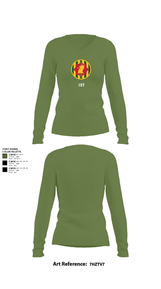 Women's Long Sleeve Vneck Shirt, 127, Army, Teamtime, Team time, sublimation, custom sports apparel, team uniforms, spirit wear, spiritwear, sports uniforms, custom shirts, team store, custom team store, fundraiser sports, apparel fundraiser