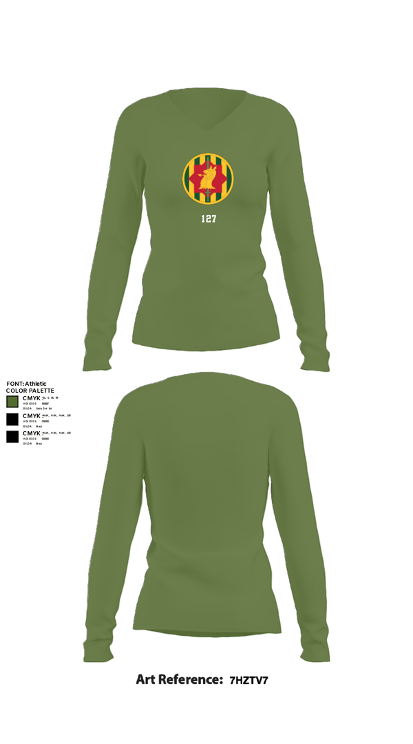 Women's Long Sleeve Vneck Shirt, 127, Army, Teamtime, Team time, sublimation, custom sports apparel, team uniforms, spirit wear, spiritwear, sports uniforms, custom shirts, team store, custom team store, fundraiser sports, apparel fundraiser