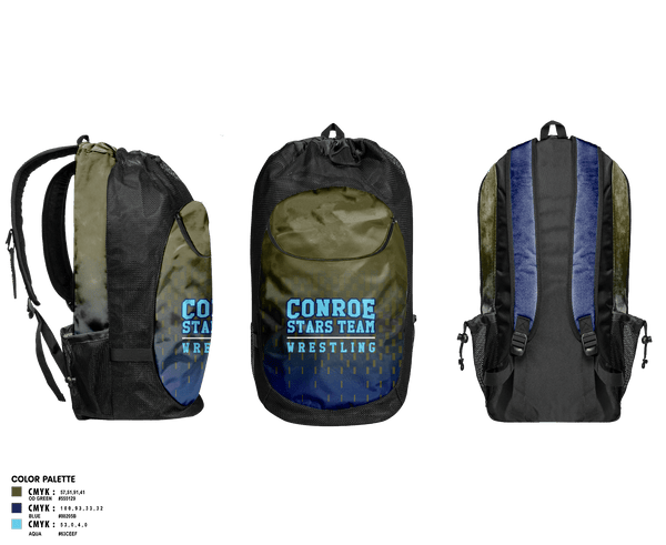 Gear Bag, Conroe Stars Team, Wrestling, Teamtime, Team time, sublimation, custom sports apparel, team uniforms, spirit wear, spiritwear, sports uniforms, custom shirts, team store, custom team store, fundraiser sports, apparel fundraiser