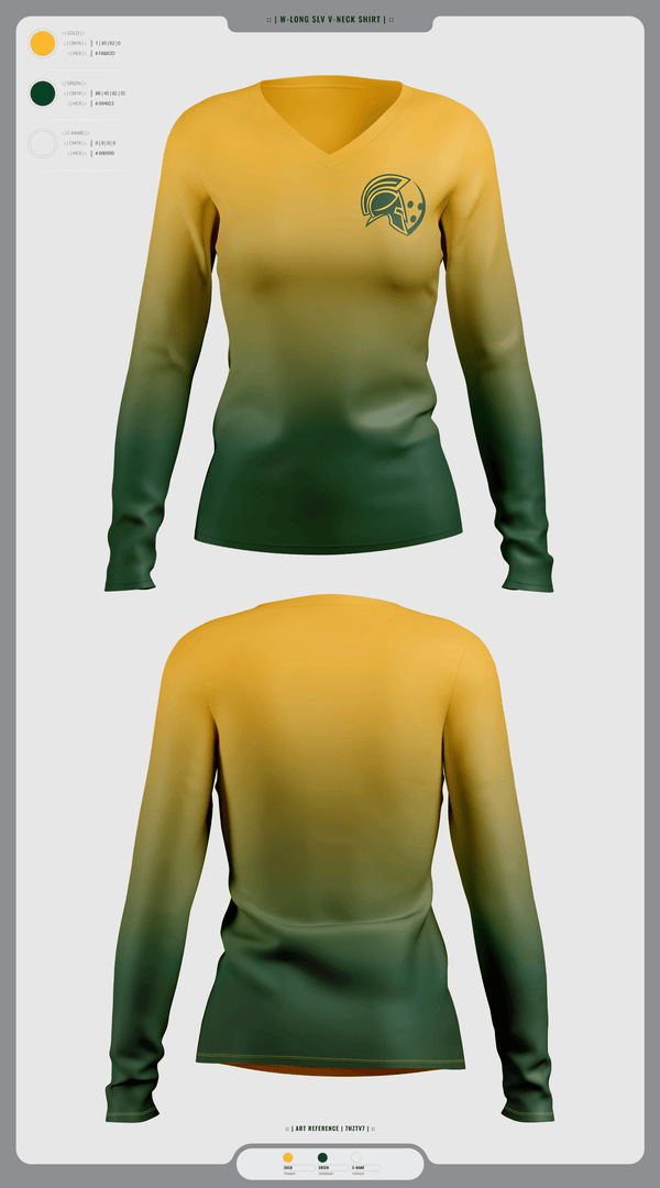 Womens Long Sleeve Vneck Shirt, Glenbrook North Spartan Bowling, Bowling, Teamtime, Team time, sublimation, custom sports apparel, team uniforms, spirit wear, spiritwear, sports uniforms, custom shirts, team store, custom team store, fundraiser sports, apparel fundraiser