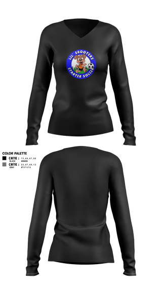 Womens Long Sleeve Vneck Shirt, Lil' Shooters Starter Soccer, Men's Soccer, Teamtime, Team time, sublimation, custom sports apparel, team uniforms, spirit wear, spiritwear, sports uniforms, custom shirts, team store, custom team store, fundraiser sports, apparel fundraiser