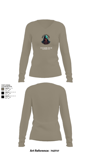 Womens Long Sleeve Vneck Shirt, 2nd Platoon Charlie Battery 5-4, Army, Teamtime, Team time, sublimation, custom sports apparel, team uniforms, spirit wear, spiritwear, sports uniforms, custom shirts, team store, custom team store, fundraiser sports, apparel fundraiser