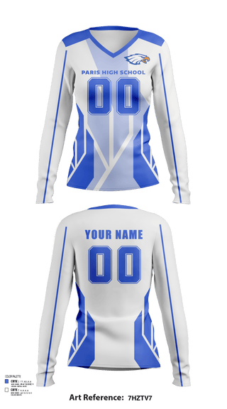 Womens Long Sleeve Vneck Shirt, Paris High School Volleyball, Women's Volleyball, Teamtime, Team time, sublimation, custom sports apparel, team uniforms, spirit wear, spiritwear, sports uniforms, custom shirts, team store, custom team store, fundraiser sports, apparel fundraiser