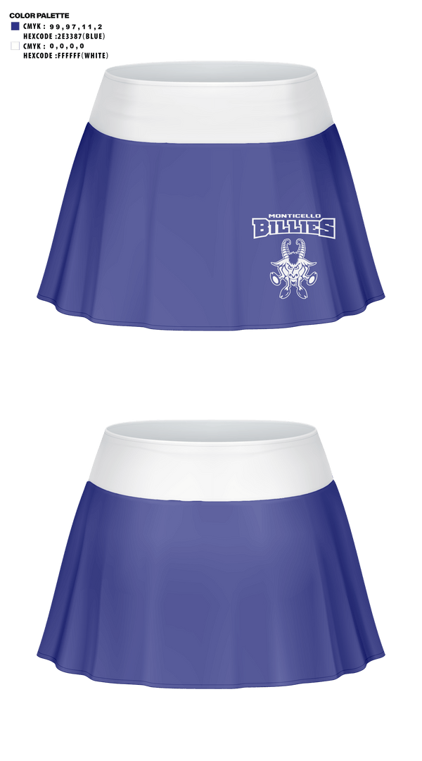 Skort, Monticello High School Cheer, Cheer, Teamtime, Team time, sublimation, custom sports apparel, team uniforms, spirit wear, spiritwear, sports uniforms, custom shirts, team store, custom team store, fundraiser sports, apparel fundraiser