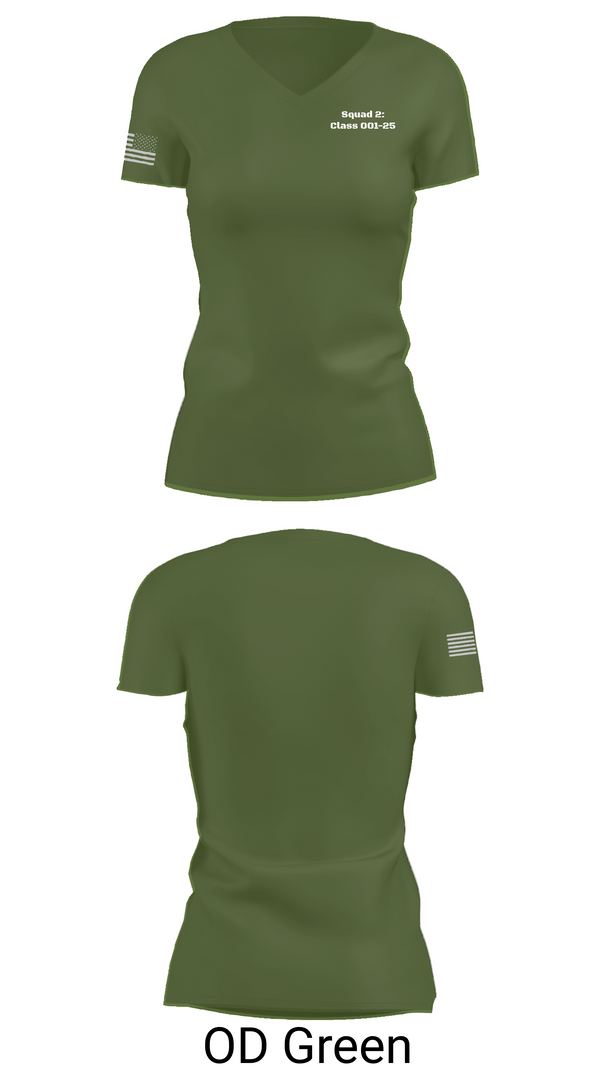 Womens Short Sleeve Vneck Shirt, Squad 2: Class 001-25, Army, Teamtime, Team time, sublimation, custom sports apparel, team uniforms, spirit wear, spiritwear, sports uniforms, custom shirts, team store, custom team store, fundraiser sports, apparel fundraiser