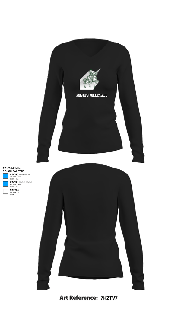 Womens Long Sleeve Vneck Shirt, Knights Volleyball, Men's Volleyball, Teamtime, Team time, sublimation, custom sports apparel, team uniforms, spirit wear, spiritwear, sports uniforms, custom shirts, team store, custom team store, fundraiser sports, apparel fundraiser