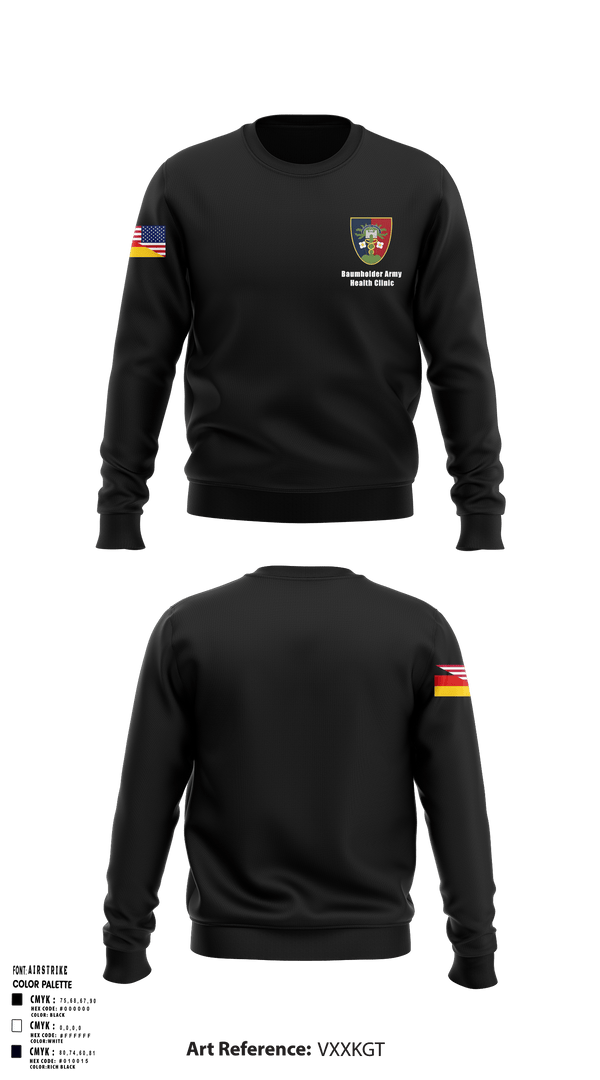Crew Neck Sweatshirt, U.S. Army Health Clinic - Baumholder, Army, Teamtime, Team time, sublimation, custom sports apparel, team uniforms, spirit wear, spiritwear, sports uniforms, custom shirts, team store, custom team store, fundraiser sports, apparel fundraiser