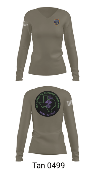 Women's Long Sleeve Vneck Shirt, SMPD Mental Health Unit, Police, Teamtime, Team time, sublimation, custom sports apparel, team uniforms, spirit wear, spiritwear, sports uniforms, custom shirts, team store, custom team store, fundraiser sports, apparel fundraiser