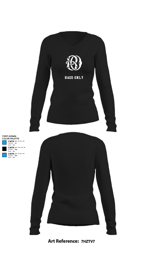 Womens Long Sleeve Vneck Shirt, BAGS ONLY, , Teamtime, Team time, sublimation, custom sports apparel, team uniforms, spirit wear, spiritwear, sports uniforms, custom shirts, team store, custom team store, fundraiser sports, apparel fundraiser